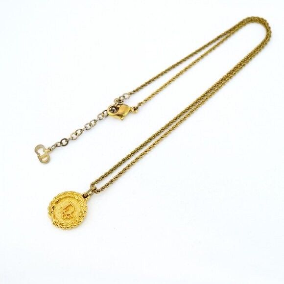 Authentic Christian Dior Vintage DIOR Gold Plated Necklace Medallion - Picture 5 of 8